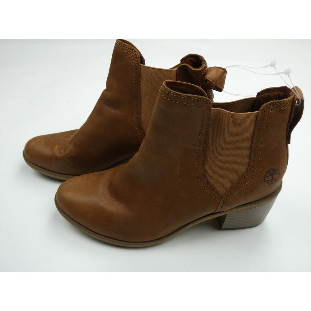 NEW Timberland Brynlee Park Chelsea Pull On Brown Leather Boots Bootie, 8.5